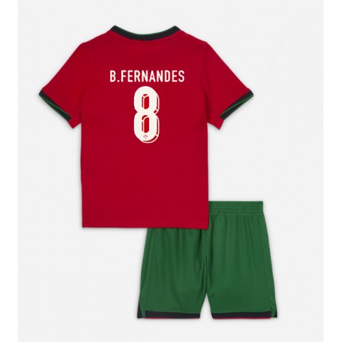 Fotballdrakt Barn Portugal Bruno Fernandes #8 Hjemmedraktsett EM 2024 Kortermet (+ Korte bukser)